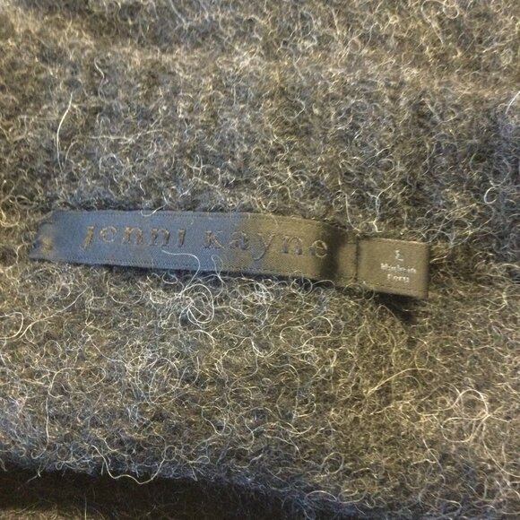 Jenni Kayne Baby Alpaca Wool Sweater LG Dark Gray Cropped Boxy Drop Shoulder - Picture 3 of 9